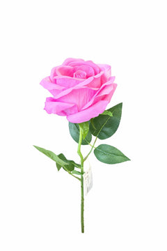 Trandafir artificial roz cu petale catifea 50 cm diametru floare 8-9 cm