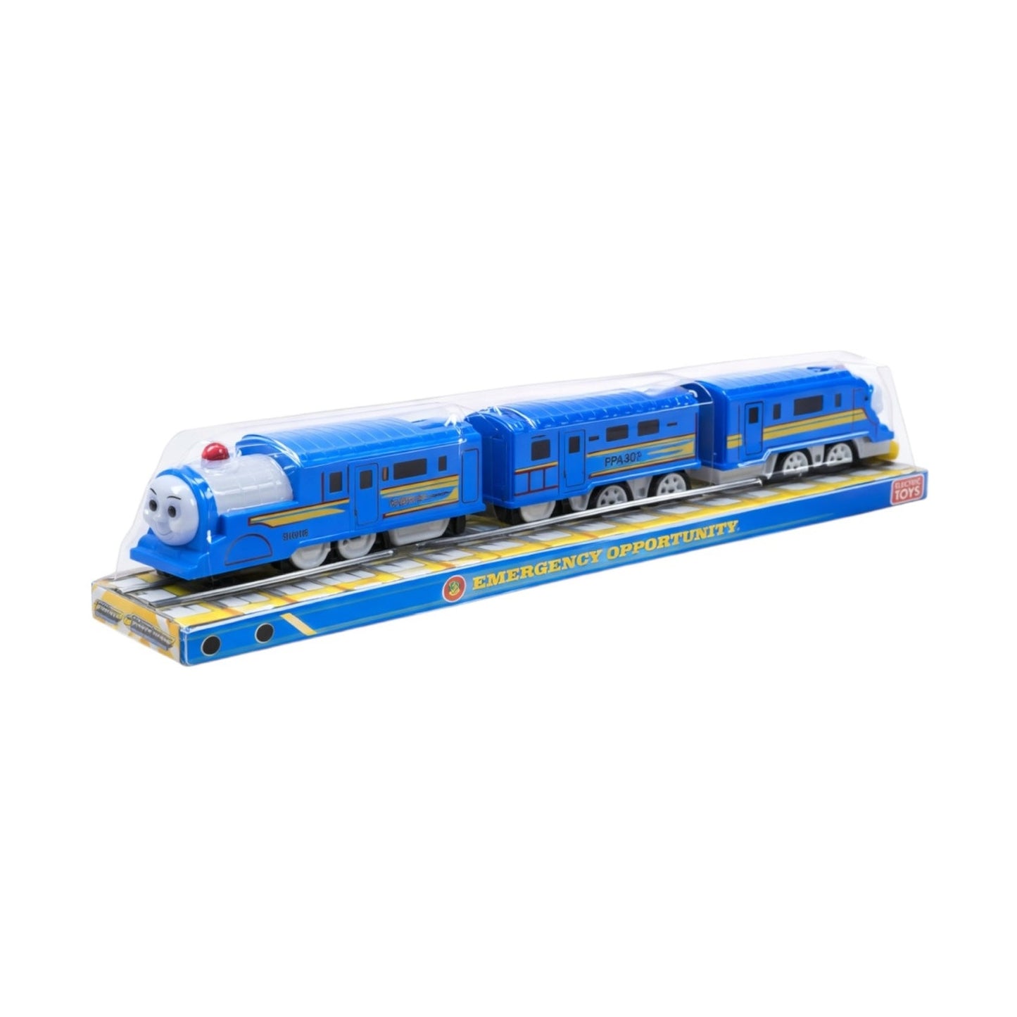 Trenulet vesel electric, 2 locomotive si 2 vagoane, 44.5 cm, albastru