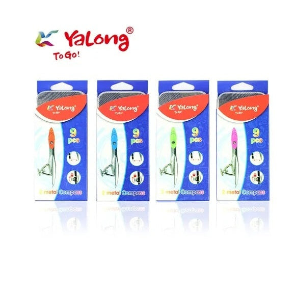 Trusa geometrie Yalong 8 piese in cutie metalica , set complet pentru scoala si activitati tehnice,