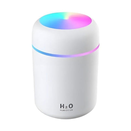 Umidificator Aer si Difuzor Aromaterapie 300ml, LED RGB, 2 Moduri Pulverizare, USB, Alb