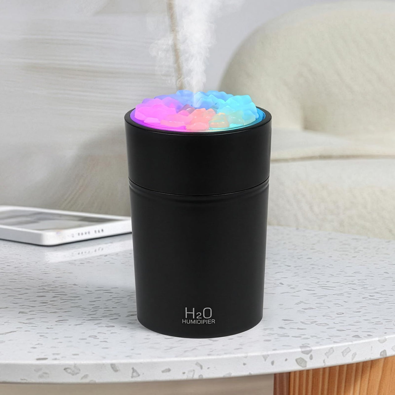 Umidificator aer USB cu lumini RGB, difuzor aromaterapie compact, silentios, negru