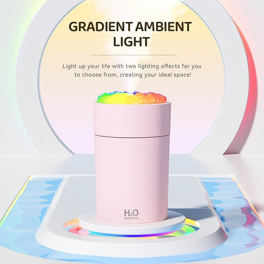 Umidificator aer USB cu lumini RGB, difuzor aromaterapie compact, silentios, roz