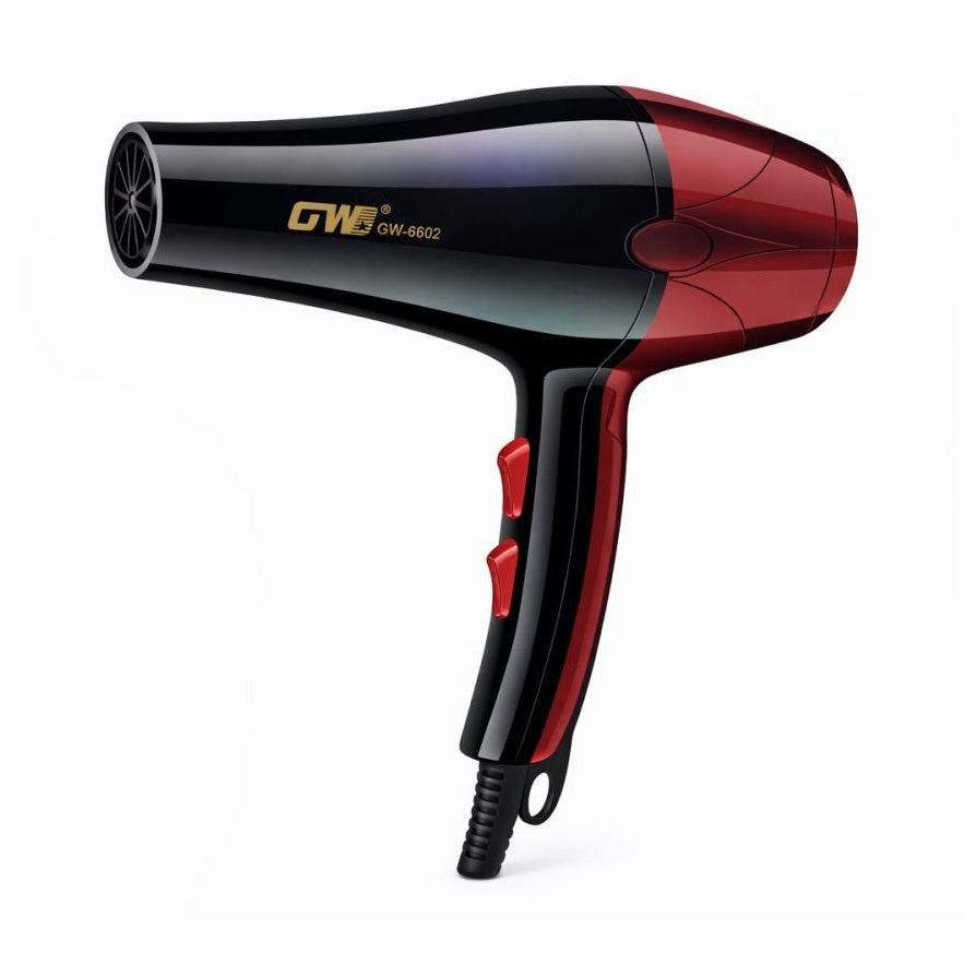 Uscator de par profesional GW-6602, 3000W, 2 trepte viteza, design ergonomic, negru cu rosu