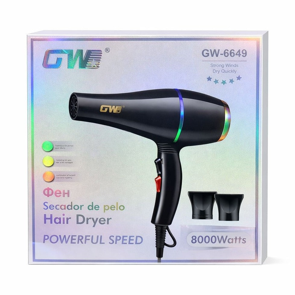 Uscător de Păr Profesional TW, Plastic, 1300W, 2 Viteze, Culoare Negru