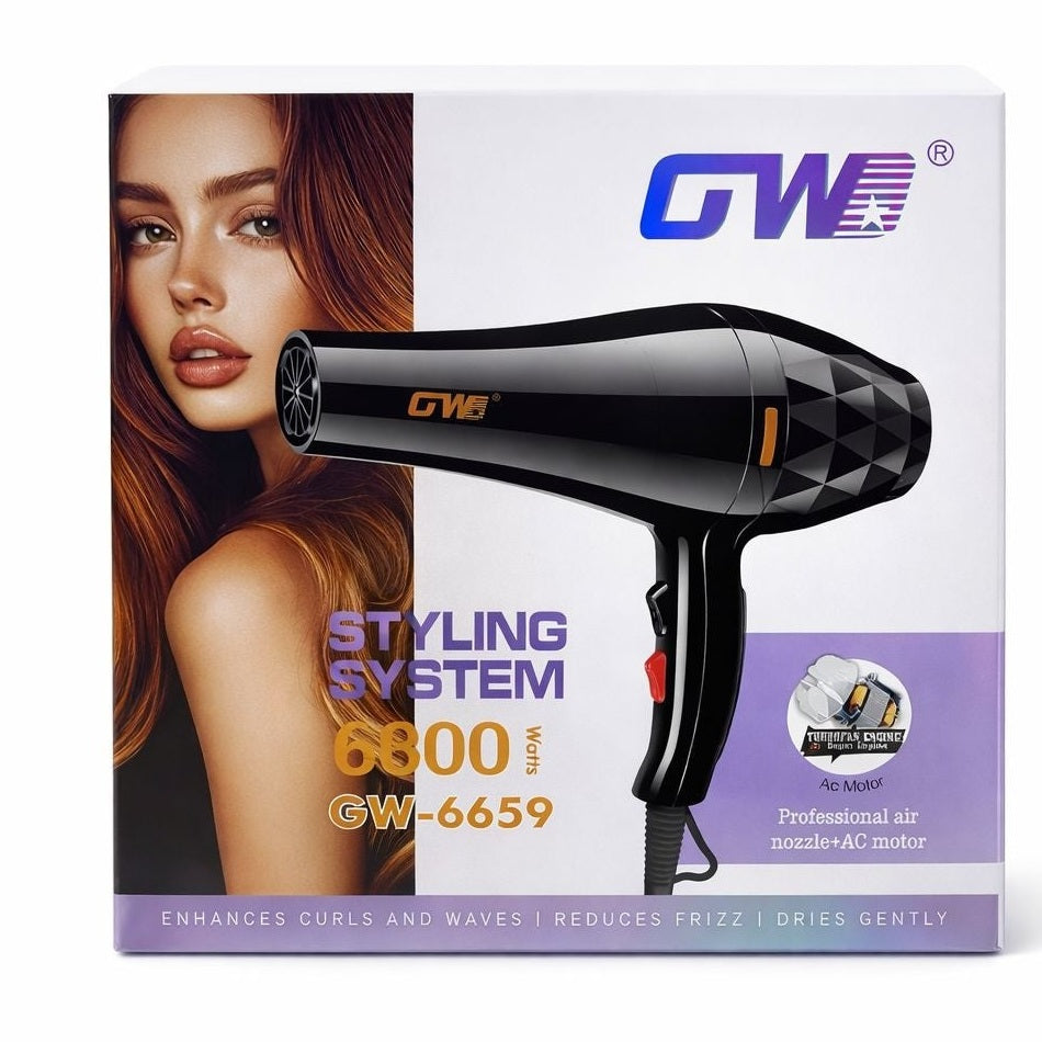 Uscător profesional de păr GW-6659, 6800W, Negru