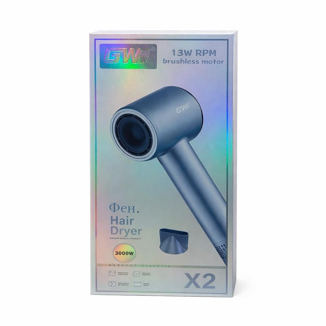 Uscător profesional de păr GW X2, 3000W, albastru