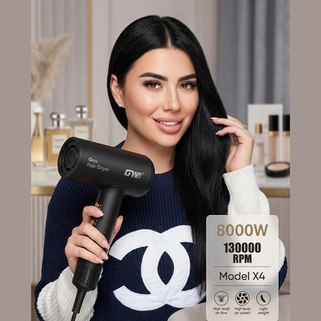 Uscător profesional de păr GW X4, 8000W, Negru