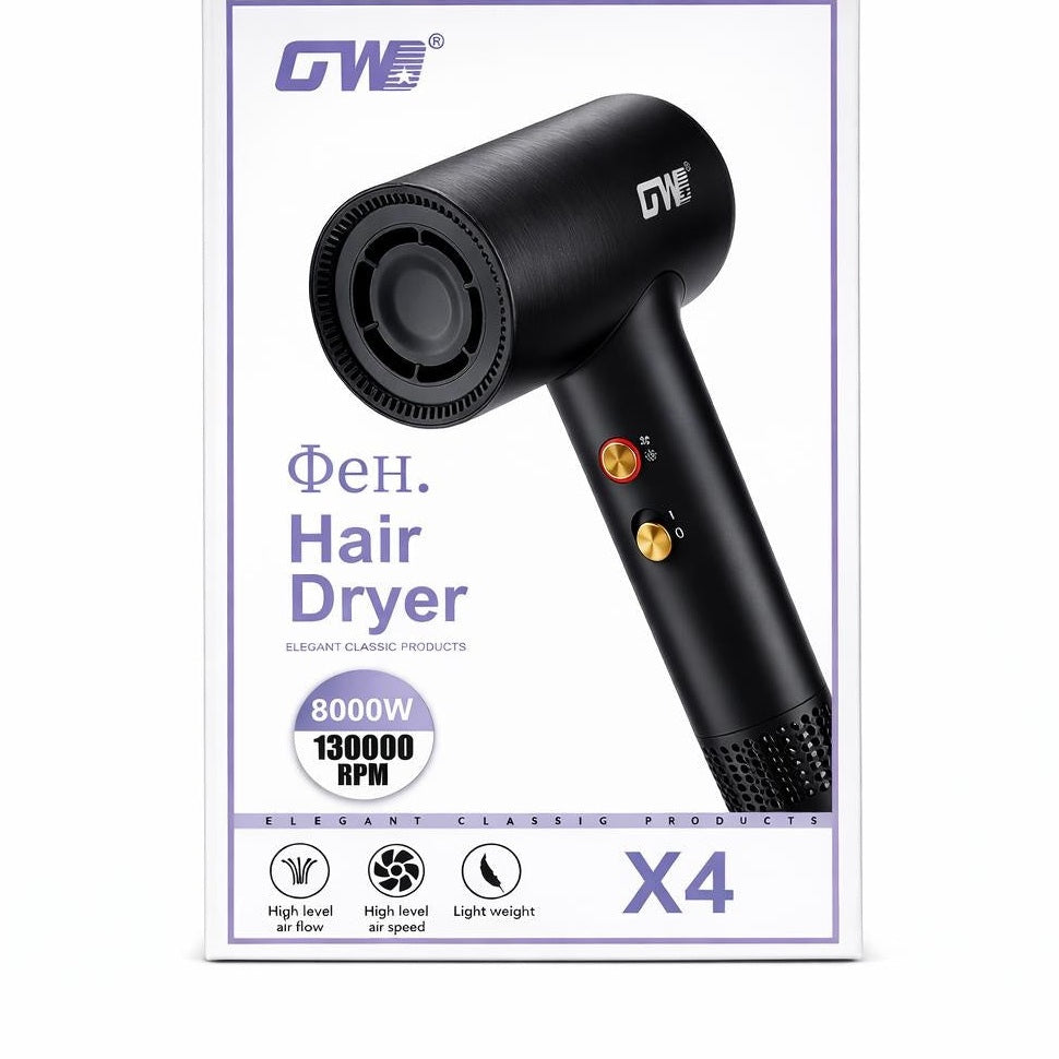 Uscător profesional de păr GW X4, 8000W, Negru