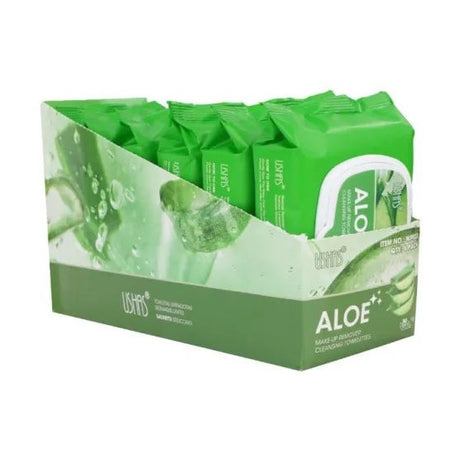 USHAS Aloe Vera Make-Up Remover Cleansing Towelettes , servetele Demachiante cu Aloe Vera pentru Curatare Delicata, 30 Bucati