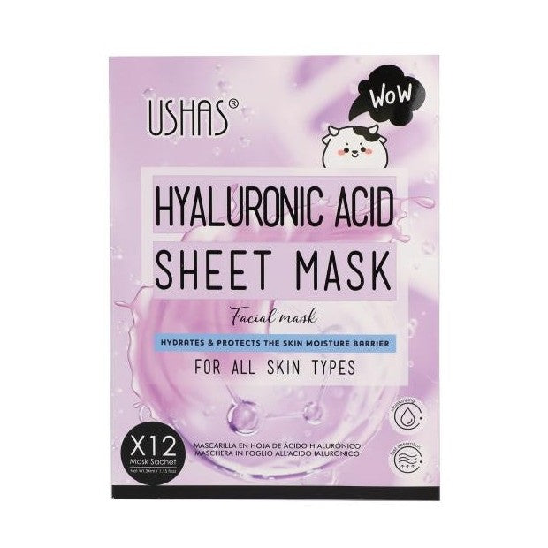 USHAS Hyaluronic Acid Sheet Mask , Masca de Fata cu Acid Hialuronic pentru Hidratarea si Protejarea Pielii