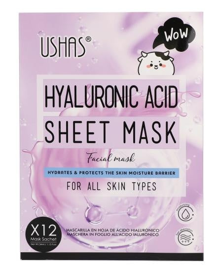 USHAS Hyaluronic Acid Sheet Mask , Masca de Fata cu Acid Hialuronic pentru Hidratarea si Protejarea Pielii