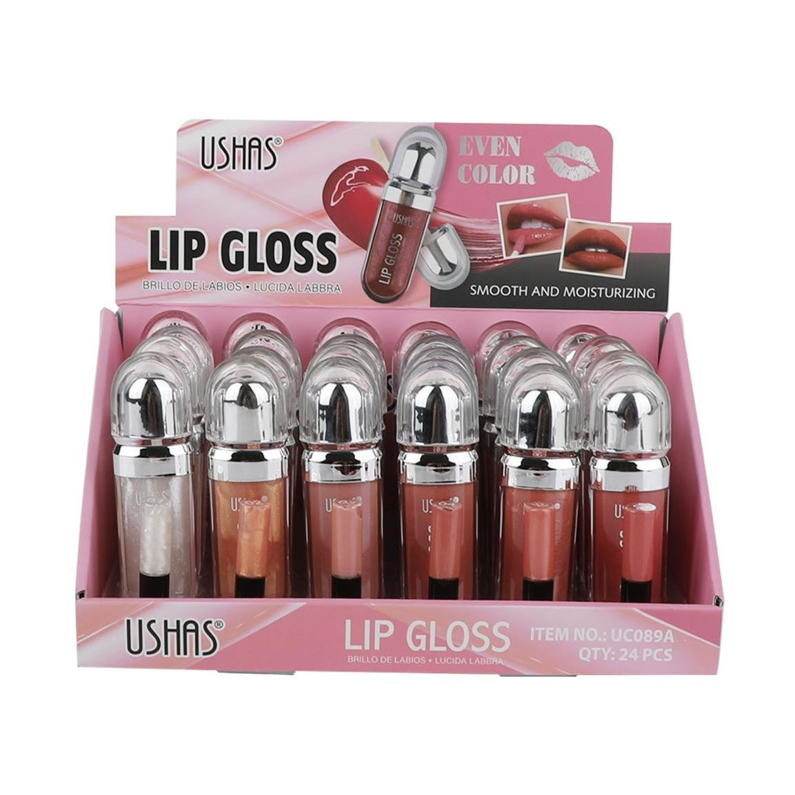 USHAS Lip Gloss Even Color Smooth and Moisturizing , Gloss cu Culoare Uniforma, Hidratare si Textura Catifelata, 5.9g