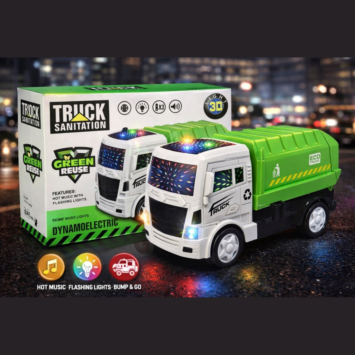 Vehicul sanitar electric cu lumini 3D si sunete bump and go
