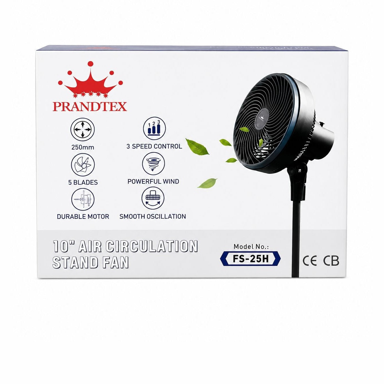 Ventilator cu Picior 10 Inch, negru , 80W, 3 Trepte de Viteză, Oscilație, Circulație Puternică a Aerului