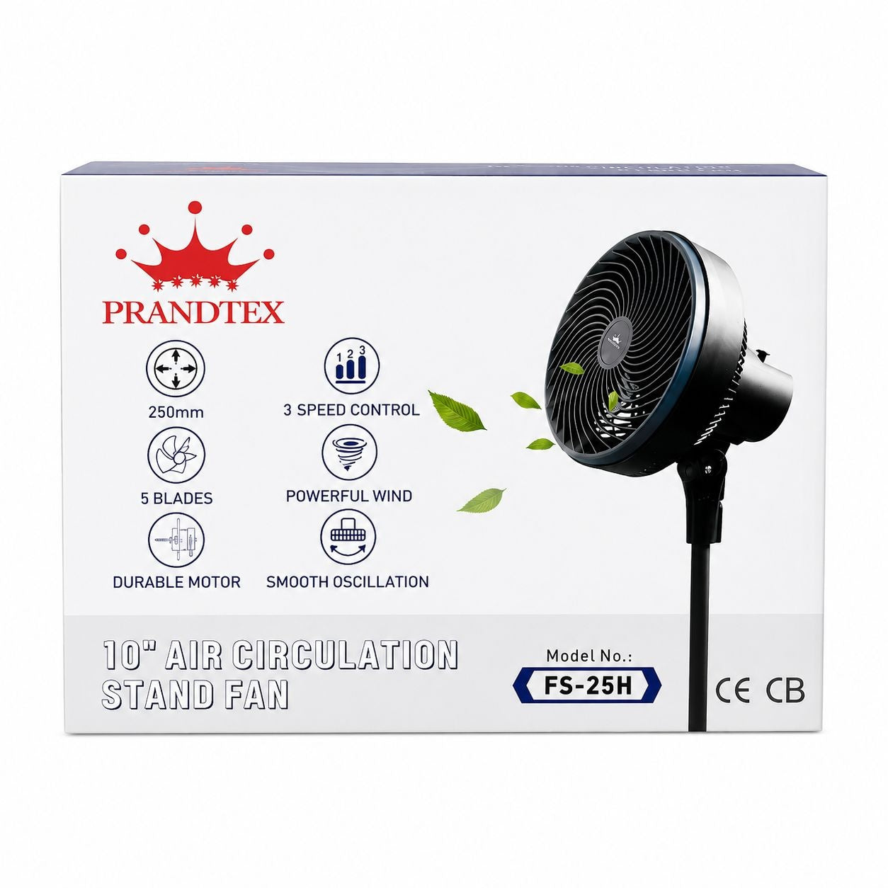 Ventilator cu Picior 10 Inch, negru , 80W, 3 Trepte de Viteză, Oscilație, Circulație Puternică a Aerului