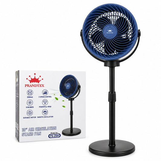 Ventilator cu picior 10 inch Prandtex FS-25H, 3 viteze, oscilatie, 80W
