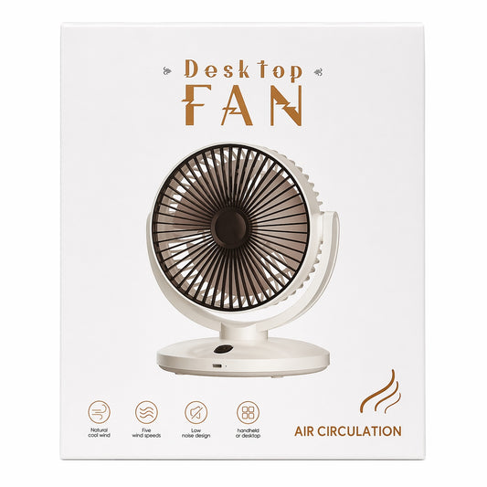 Ventilator de birou reincarcabil alb design compact elegant
