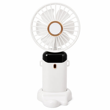 Ventilator de mana alb cu ecran LED afisaj baterie 19x9,5 cm