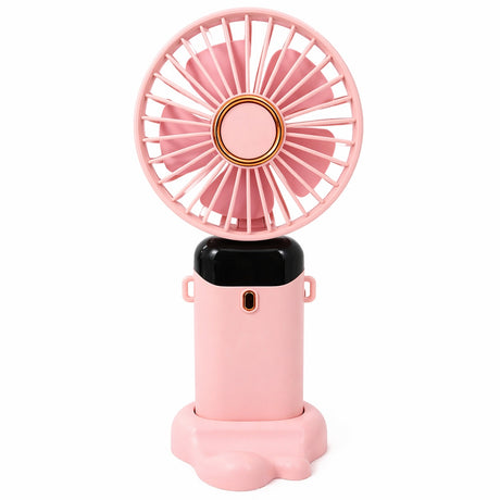 Ventilator de mana roz cu ecran LED afisaj baterie 19x9,5 cm
