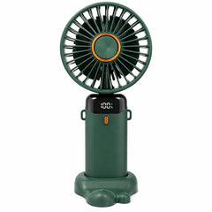 Ventilator de mana verde cu ecran LED afisaj baterie 19x9,5 cm