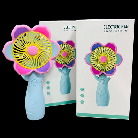 Ventilator portabil copii floare, reincarcabil USB, 3 viteze, design colorat