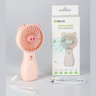Ventilator portabil copii purcelus roz, reincarcabil USB, mini ventilator compact