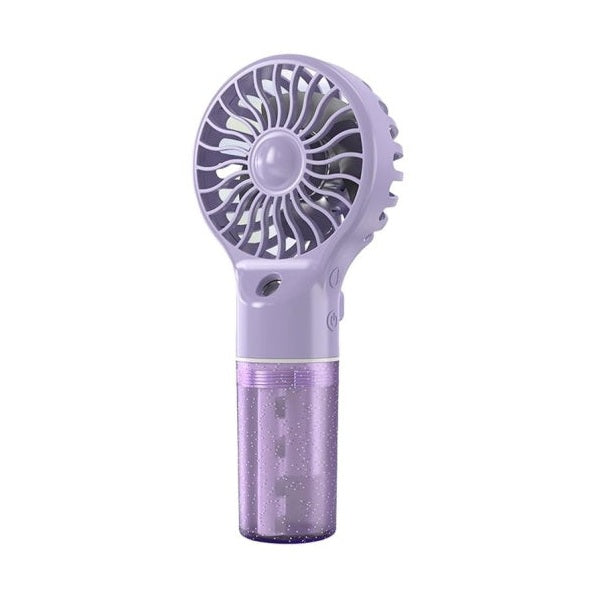 Ventilator portabil cu pulverizare apa, 4 trepte viteza, rezervor apa, reincarcabil USB, mov