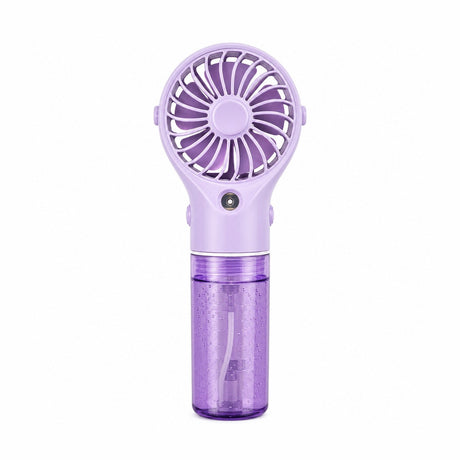 Ventilator portabil cu pulverizare apa, 4 trepte viteza, rezervor apa, reincarcabil USB, mov