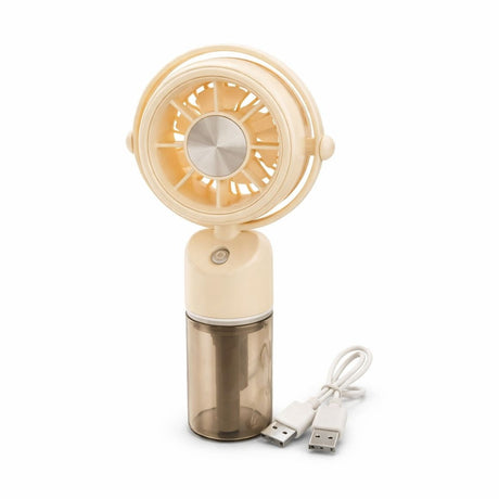 Ventilator portabil cu pulverizare apa, mini spray fan USB, 3 viteze, bej