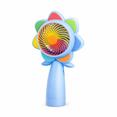 Ventilator portabil mini LED, reincarcabil USB, design colorat, compact, albastru