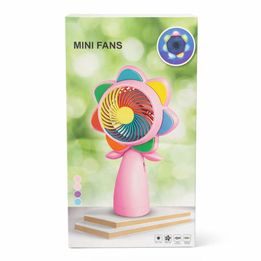 Ventilator portabil mini LED, reincarcabil USB, design colorat, compact, roz