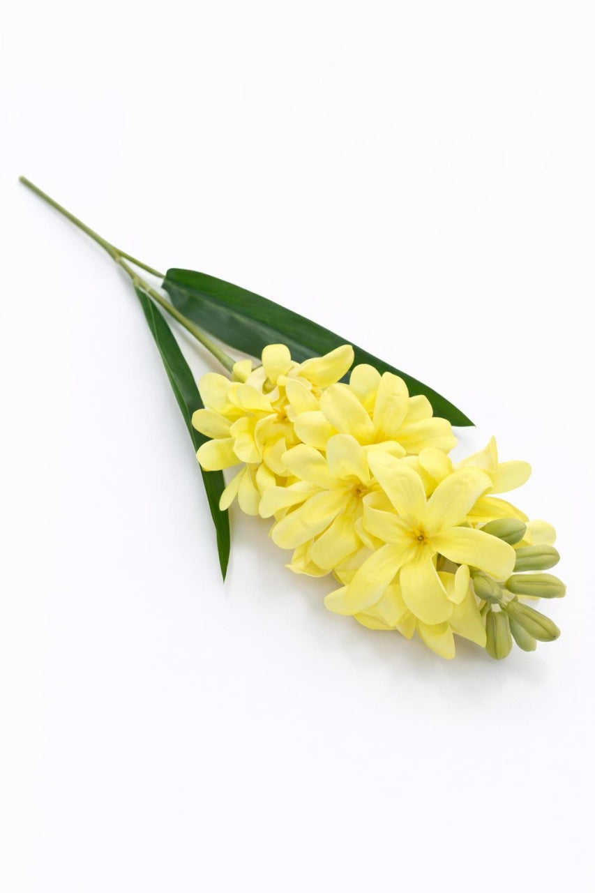 Zambila artificiala galbena decorativa, 31 flori si 9 boboci, inaltime 75 cm