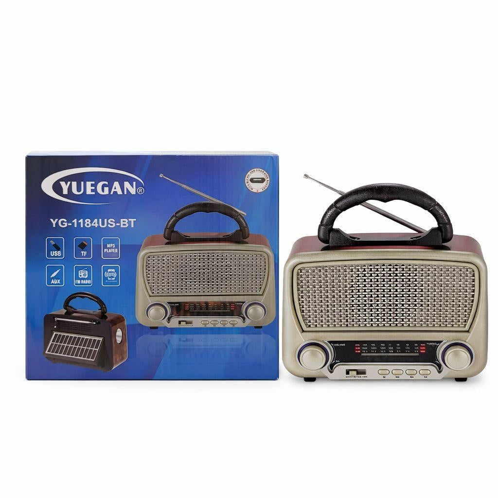 Boxa portabila retro cu Bluetooth si panou solar