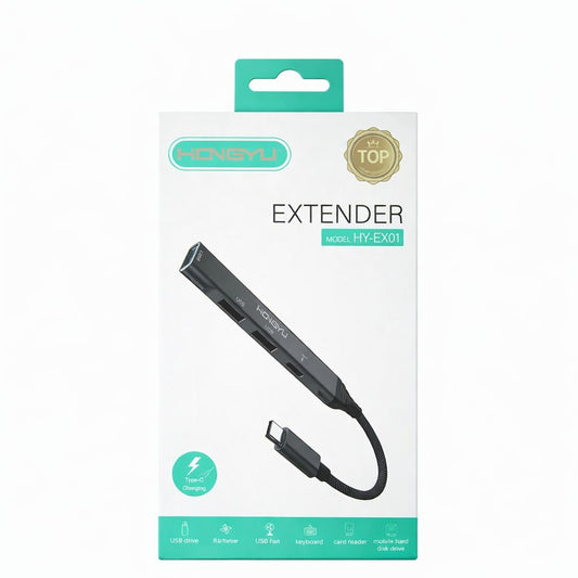 Adaptor hub Hongyu HY-EX01 USB-C Extender cu porturi USB și încărcare Type-C
