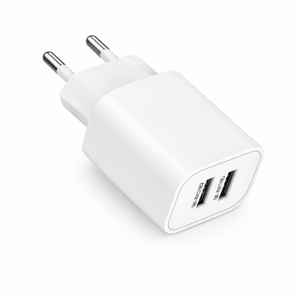 Adaptor priză cu 2 porturi USB, 3.0A, Plastic, Alb