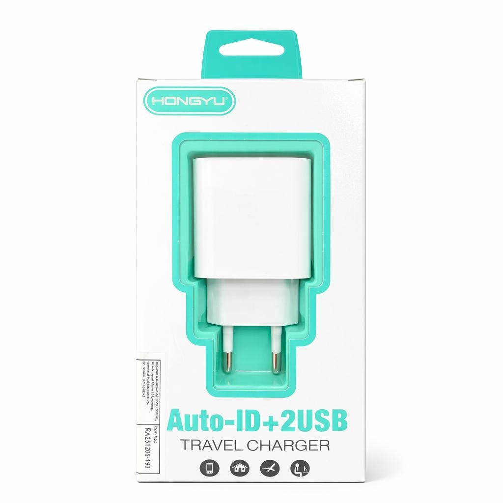 Adaptor priză cu 2 porturi USB, 3.0A, Plastic, Alb