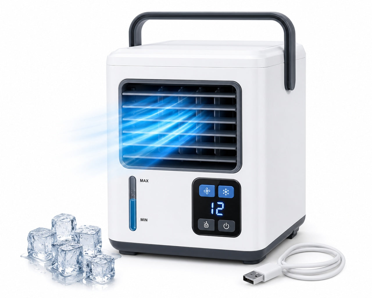 Aer conditionat portabil mini cu racire si umidificare aer, alimentare USB