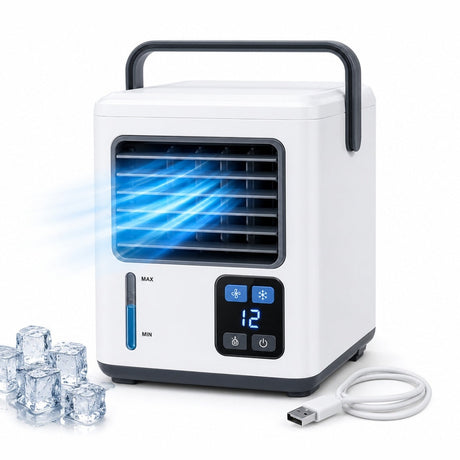 Aer conditionat portabil mini cu racire si umidificare aer, alimentare USB