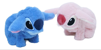 Animalut de plus interactiv roz/albastru cu sunete si mers, 18 cm