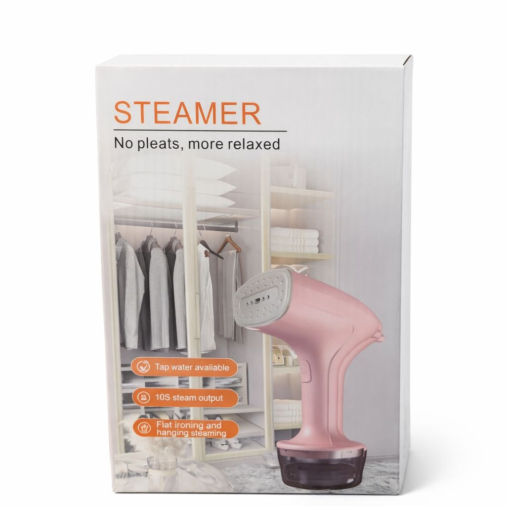 Aparat de calcat vertical cu abur portabil, steamer haine roz