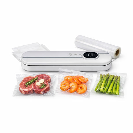 Aparat de vidat și sigilat alimente Vacuum Sealer cu afișaj digital, Alb