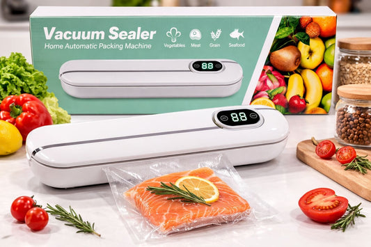 Aparat de vidat și sigilat alimente Vacuum Sealer cu afișaj digital, Alb