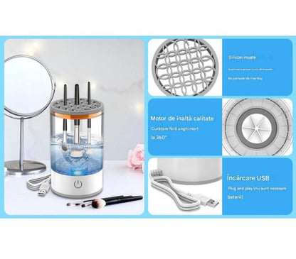 Aparat electric curatare pensule machiaj USB, dispozitiv automat pentru pensule makeup