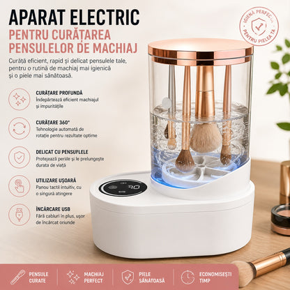 Aparat Electric pentru Curățare Pensule Machiaj 20 cm – Curățare Automată 360°, USB, 6W