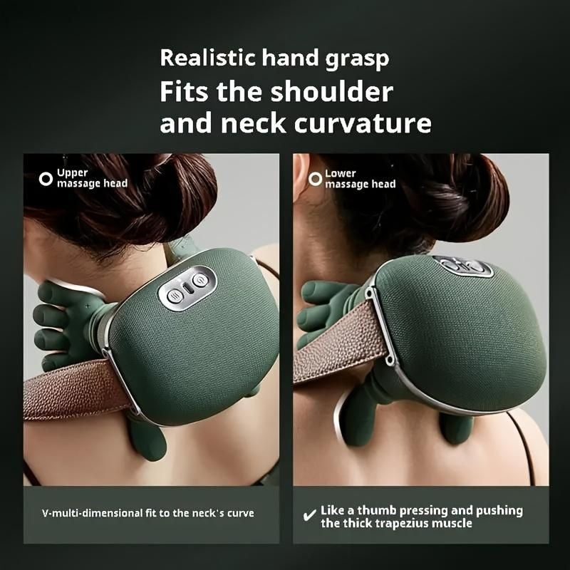 Aparat masaj cervical premium cu incalzire, masaj gat si umeri, deep kneading, portabil
