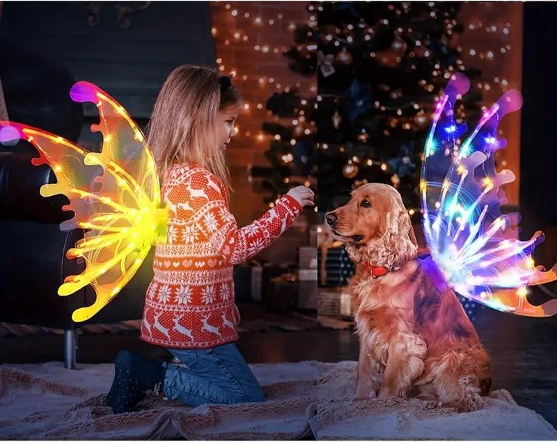 Aripi zana cu LED pentru copii, 68 cm lumini multicolore costum carnaval