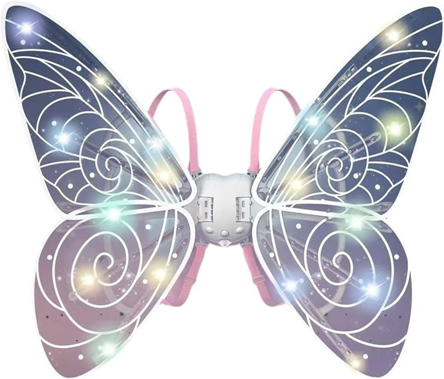 Aripi zana cu lumini si sunete, Dreamy Wings, reglaj bretele, multicolor, 29x23.5x8.5 cm