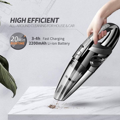 Aspirator auto portabil fara fir, reincarcabil USB, 2200mAh, accesorii multiple, filtru lavabil