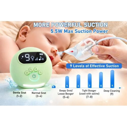 Aspirator nazal pentru bebeluși, plastic, model compact și eficient, culoare Verde