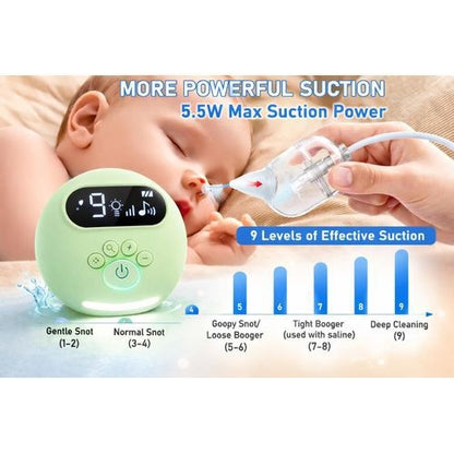 Aspirator nazal pentru bebeluși, plastic, model compact și eficient, culoare Verde